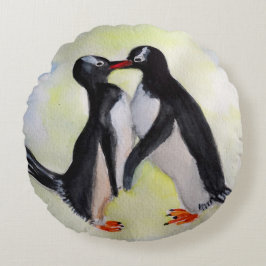 Pinguine Pinsel Polyester Rundkissen Rundes Kissen
