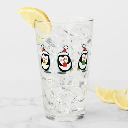 Pinguine Pint Glass - Weihnachtsgestaltung Glas (Vorderseite Ice)