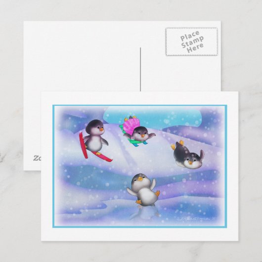 Pinguine Postkarte (Vorne/Hinten)