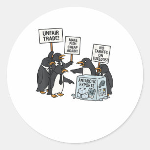 Pinguine protestieren gegen Zölle Funny Pinguin Ta Runder Aufkleber