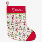 Pinguine Rot und Grün Muster Kleiner Weihnachtsstrumpf (Vorderseite)