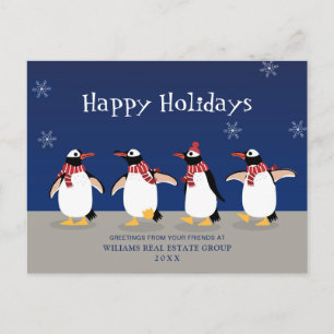 Pinguine Roter Schal Weihnachten Firmen-Gruß Postkarte