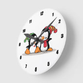 Pinguine Runde Wanduhr (Winkel)