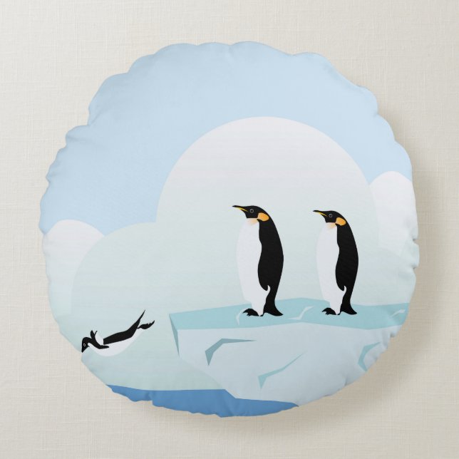 Pinguine Rundes Kissen (Vorderseite)