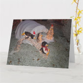 Pinguine rutschen in dekorierter Garde nach unten Karte (Gelbe Blume)