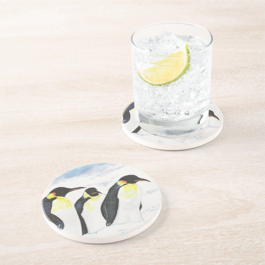 Pinguine Sandstein Untersetzer (Seite)