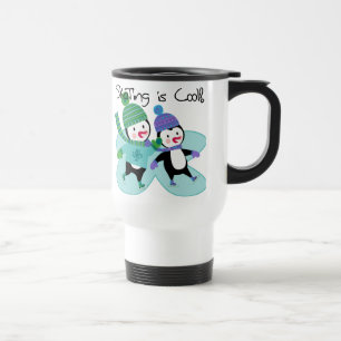 Pinguine Schlittschuhfahren ist Cool Reisebecher