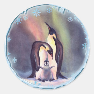 PINGUINE, SCHNEE u. EIS durch SHARON SHARPE Runder Aufkleber