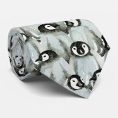 Pinguine - Schwarz-Weiß-Muster Krawatte (Gerollt)