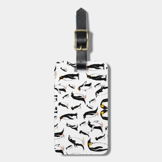 Pinguine Schwarzweißmuster Gepäckanhänger (Vorderseite vertikal)