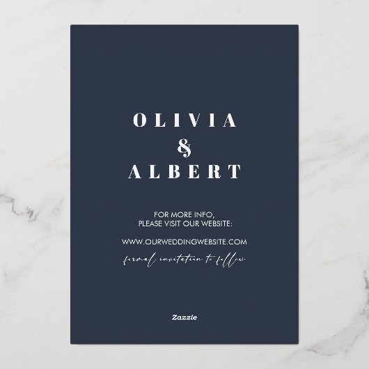 Pinguine Silver Winter Elegant Save the Date Folieneinladung (Rückseite)