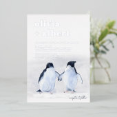 Pinguine Silver Winter Elegante Moderne Hochzeit Folieneinladung (Stehend vorne)