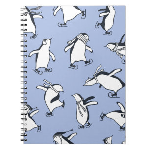Pinguine Skaten, handgezeichnet Vintages Muster Notizblock