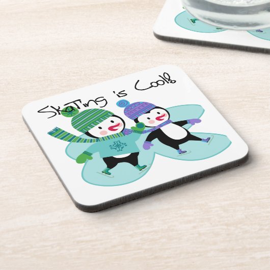 Pinguine Skaten ist Cool Untersetzer (Linke Seite)