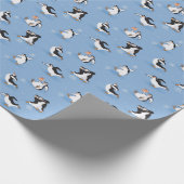 Pinguine-Skaten-Muster Geschenkpapier (Ecke)