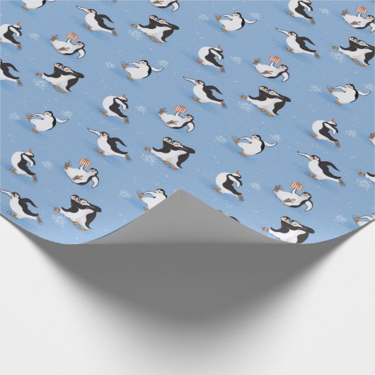 Pinguine-Skaten-Muster Geschenkpapier (Ecke)