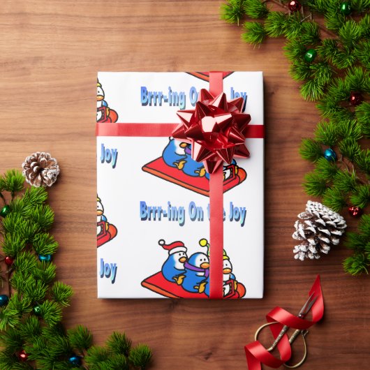 Pinguine Sledings Winter Holiday Scene Geschenkpapier (Feiertagsgeschenk)