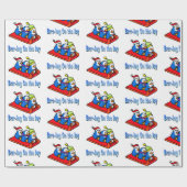 Pinguine Sledings Winter Holiday Scene Geschenkpapier (Flach)