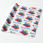 Pinguine Sledings Winter Holiday Scene Geschenkpapier (Ungerollt)