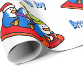 Pinguine Sledings Winter Holiday Scene Geschenkpapier (Rolleneckpunkt)