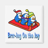Pinguine Sledings Winter Holiday Scene Magnet (Vorne)