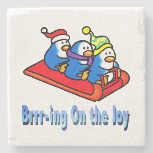 Pinguine Sledings Winter Holiday Scene Steinuntersetzer (Vorderseite)