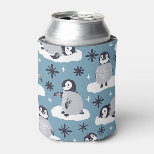 Pinguine Snowflakes Winter Nahtloses Muster Dosenkühler (Kanne Vorderseite)