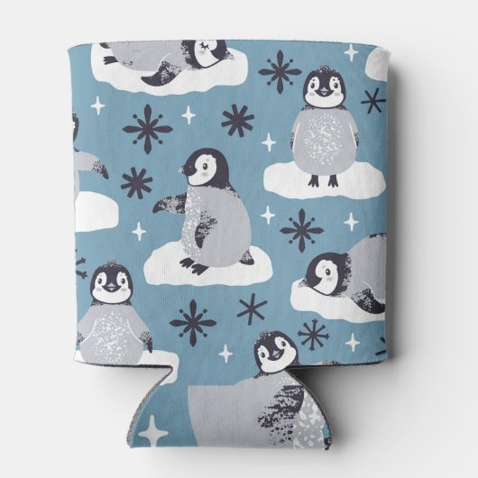 Pinguine Snowflakes Winter Nahtloses Muster Dosenkühler (Rückseite)