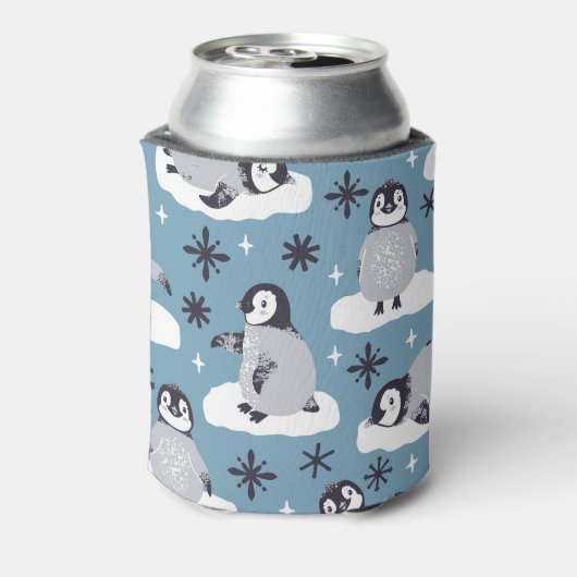 Pinguine Snowflakes Winter Nahtloses Muster Dosenkühler (Kanne Rückseite)
