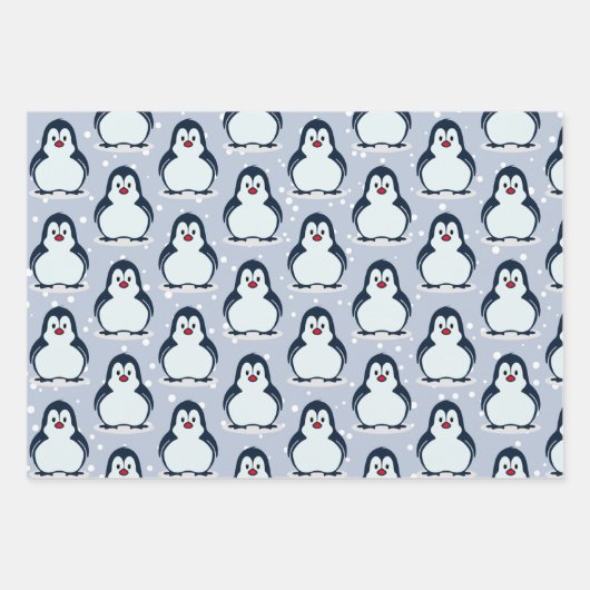 Pinguine Snowy Design Wrapping Paper Set Geschenkpapier Set (Vorderseite 2)