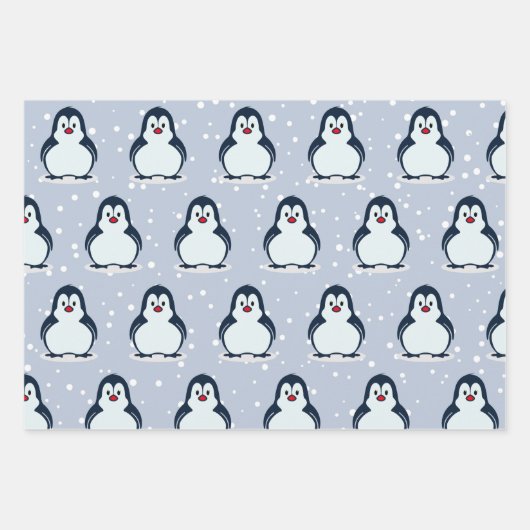 Pinguine Snowy Design Wrapping Paper Set Geschenkpapier Set (Vorderseite)