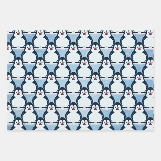 Pinguine Snowy Design Wrapping Paper Set Geschenkpapier Set (Vorderseite)