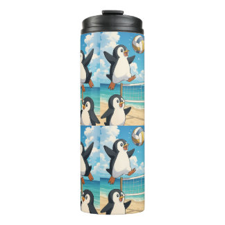 Pinguine spielen Volleyball Thermosbecher