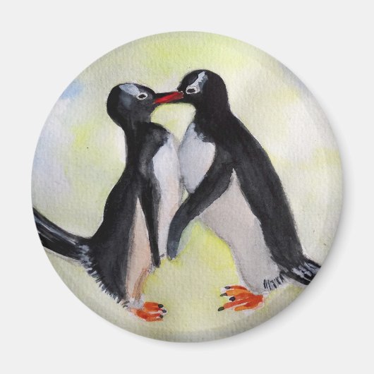 Pinguine Standard, 5,7 cm Rundmagneten Magnet (Vorne)