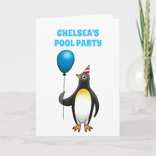 Pinguine Summer Pool Party Geburtstag Einladung (Vorderseite)