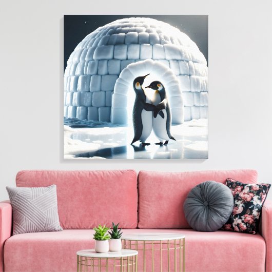 Pinguine tanzen langsam von Iglu Leinwanddruck (Insitu (Wohnzimmer))