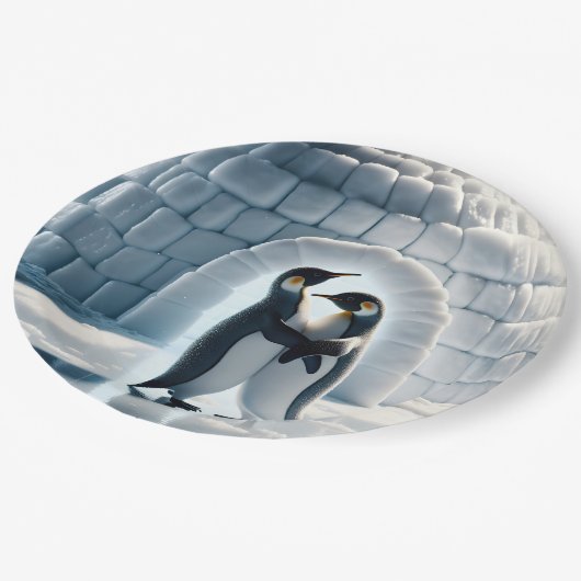 Pinguine tanzen langsam von Iglu Pappteller (Schrägansicht)