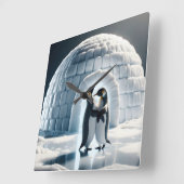 Pinguine tanzen langsam von Iglu Quadratische Wanduhr (Winkel)