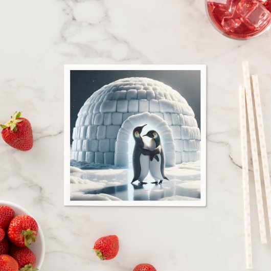 Pinguine tanzen langsam von Iglu Serviette (Beispiel)