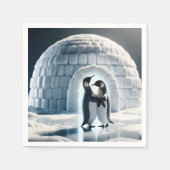 Pinguine tanzen langsam von Iglu Serviette (Vorderseite)