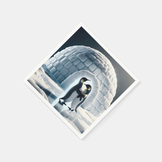 Pinguine tanzen langsam von Iglu Serviette (Ecke)