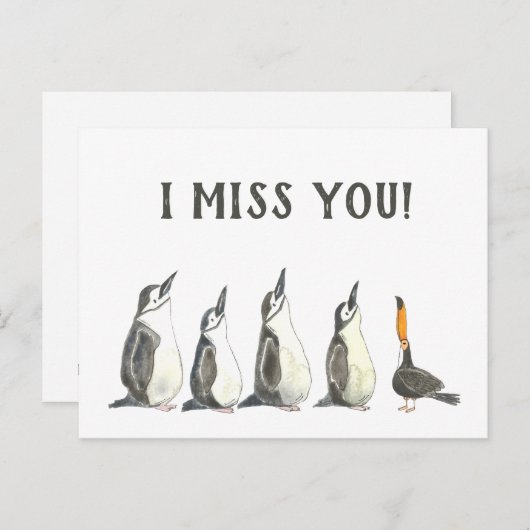 Pinguine und ein Toucan Niedlich Ich vermisse Sie  Postkarte (Vorne/Hinten)