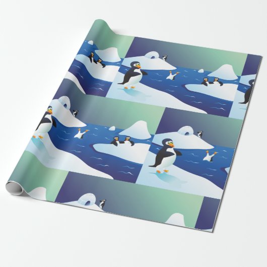 Pinguine und Eis Geschenkpapier (Ungerollt)