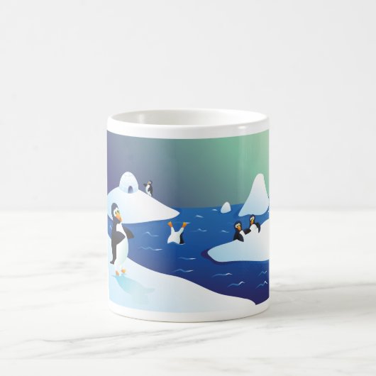 Pinguine und Eis Kaffeetasse (Mittel)