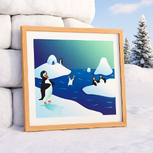 Pinguine und Eis Poster