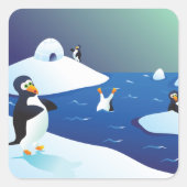 Pinguine und Eis Quadratischer Aufkleber (Vorderseite)