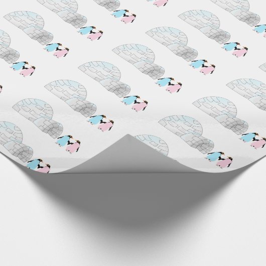 Pinguine und Iglu Geschenkpapier (Ecke)