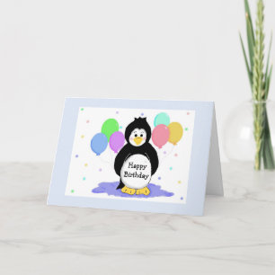 Pinguine und Luftballons Geburtstagsgruß Karte