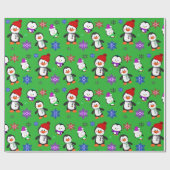 Pinguine und Schneeflocken Niedlich Weihnachten Geschenkpapier (Flach)