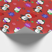 Pinguine und Schneeflocken Niedlich Weihnachten Geschenkpapier (Ecke)